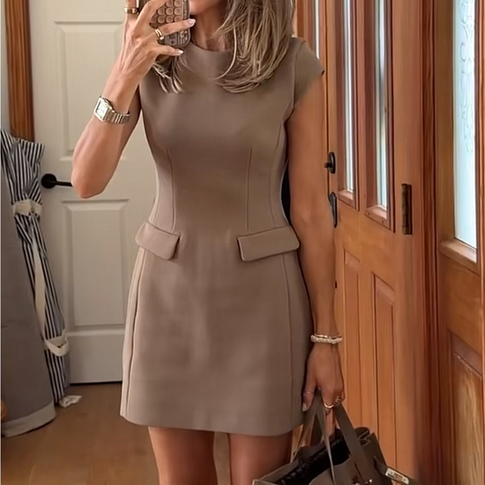 Aritzia Babaton Tan Figureknit Priestly Dress